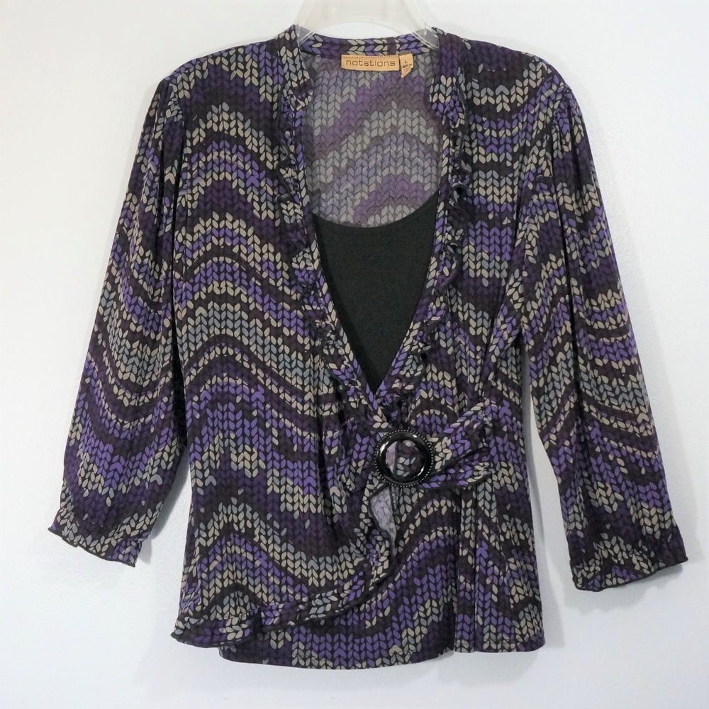 Notations Purple Shades and Black Top Size Large